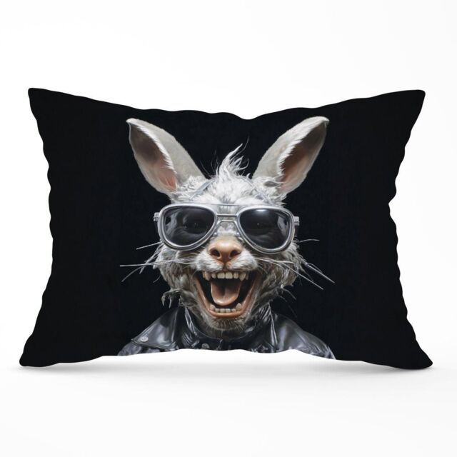 Warren Reed - Designer Funky Rabbit Face Cushions in Grey - Size: 60 cm x 60 cm - image 1