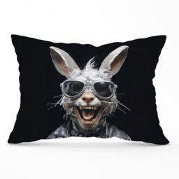 Warren Reed - Designer Funky Rabbit Face Cushions in Grey - Size: 60 cm x 60 cm - thumbnail 1