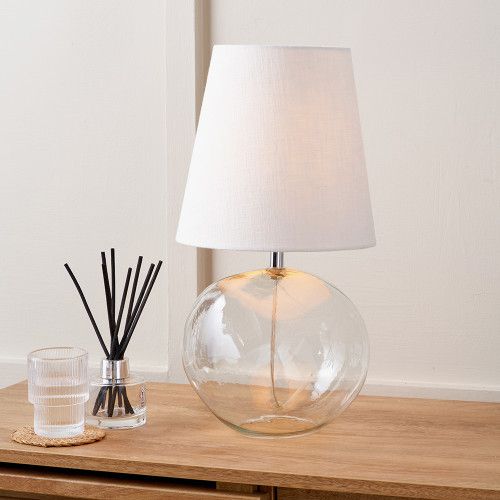 Ruma Clear Glass Table Lamp with Terracotta Shade - image 1