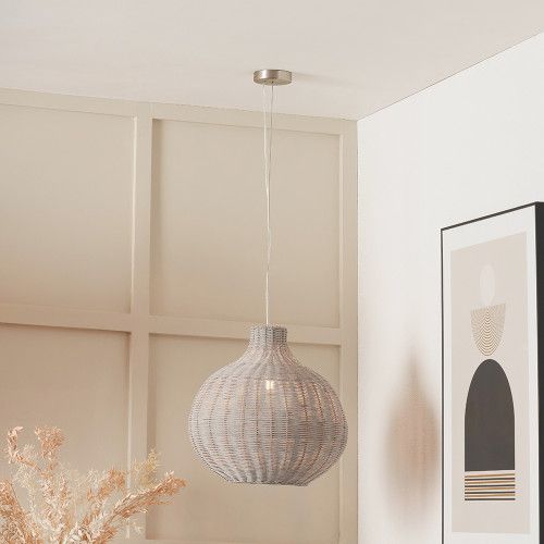 Ruma Rattan Dome Pendant Ceiling Light in Grey - image 1