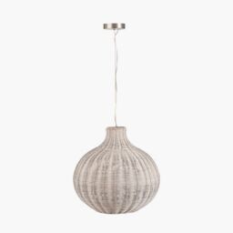 Ruma Rattan Dome Pendant Ceiling Light in Grey - thumbnail 2