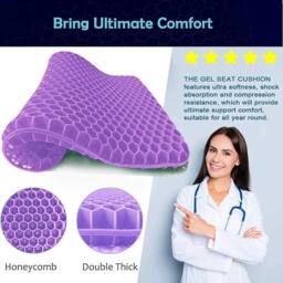 NESTLUNE Cooling Honeycomb Breathable Gel Seat Cushion in Purple - Size: 100 cm x 190 cm - thumbnail 6
