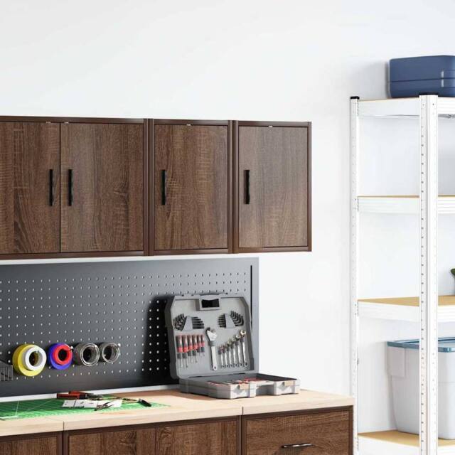Berkfield Home Durable Garage Wall Cabinets 2 pcs Brown Oak Engineered Wood - image 1