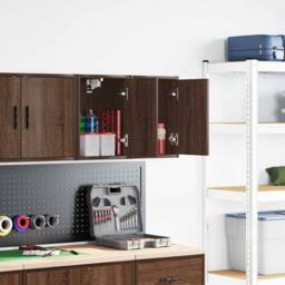 Berkfield Home Durable Garage Wall Cabinets 2 pcs Brown Oak Engineered Wood - thumbnail 2