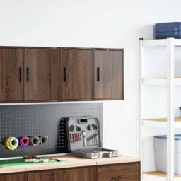 Berkfield Home Durable Garage Wall Cabinets 2 pcs Brown Oak Engineered Wood - thumbnail 1