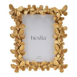 "Hestia Butterfly Design Resin Photo Frame 5"" x 7"" in Gold"