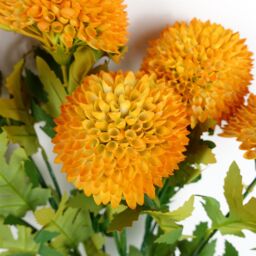 Leaf Pack of 6 x 70cm Large Ball Dahlia Artificial Flower Stem Yellow - Size: 6 x 70 cm - thumbnail 4