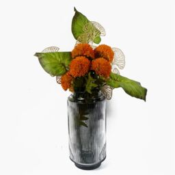 Leaf Pack of 6 x 70cm Large Ball Dahlia Artificial Flower Stem Yellow - Size: 6 x 70 cm - thumbnail 6