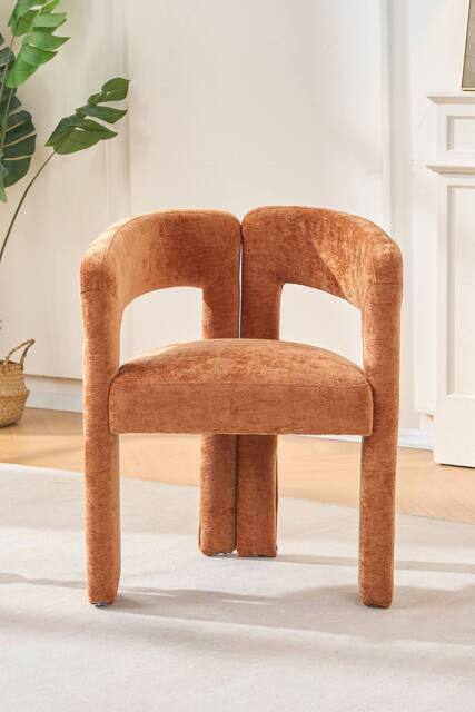 Living and Home Chenille Upholstered Accent Chair in Orange - image 1