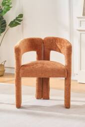 Living and Home Chenille Upholstered Accent Chair in Orange