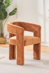 Living and Home Chenille Upholstered Accent Chair in Orange - thumbnail 2