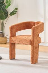 Living and Home Chenille Upholstered Accent Chair in Orange - thumbnail 3