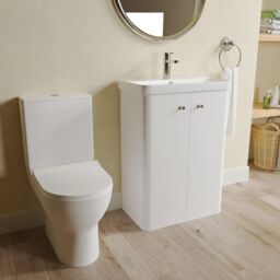 Balterley Floor 2 Door Bathroom Vanity Unit, Tap & Toilet Pack, White, 579mm in White - thumbnail 4