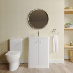 Balterley Floor 2 Door Bathroom Vanity Unit, Tap & Toilet Pack, White, 579mm in White - thumbnail 2