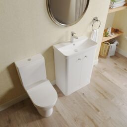 Balterley Floor 2 Door Bathroom Vanity Unit, Tap & Toilet Pack, White, 579mm in White - thumbnail 3