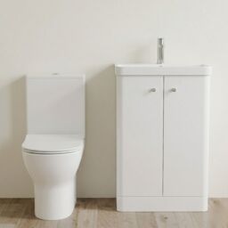 Balterley Floor 2 Door Bathroom Vanity Unit, Tap & Toilet Pack, White, 579mm in White - thumbnail 8
