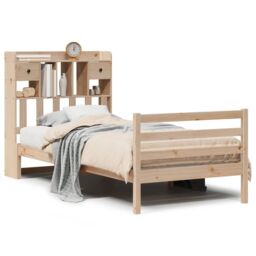 Berkfield Home Bookcase Bed without Mattress 100x200 cm Solid Wood Pine in Brown - thumbnail 2