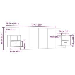 Berkfield Home Bed Headboard with Cabinets Sonoma Oak Engineered Wood in Brown - thumbnail 6