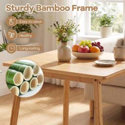 NESTLUNE 70 cm Square Bamboo Dining Table for 2-4 People in Natural - Size: 100 cm x 15 cm - thumbnail 3