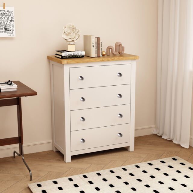 Cabinet Bits Maggiori 4 Drawer Chest of Drawers Chrome Knob in Off-White - image 1