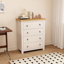 Cabinet Bits Maggiori 4 Drawer Chest of Drawers Chrome Knob in Off-White