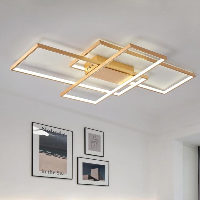 Garwarm Dimmable LED Ceiling Light, 70W Square Acrylic Modern Simple Design Fixture in Gold - image 1