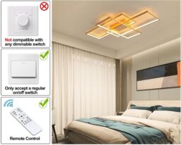 Garwarm Dimmable LED Ceiling Light, 70W Square Acrylic Modern Simple Design Fixture in Gold - thumbnail 3