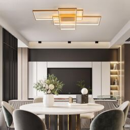 Garwarm Dimmable LED Ceiling Light, 70W Square Acrylic Modern Simple Design Fixture in Gold - thumbnail 7