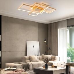 Garwarm Dimmable LED Ceiling Light, 70W Square Acrylic Modern Simple Design Fixture in Gold - thumbnail 6