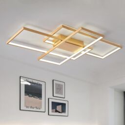 Garwarm Dimmable LED Ceiling Light, 70W Square Acrylic Modern Simple Design Fixture in Gold - thumbnail 1