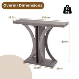 KORVIXA Foyer Table Accent Table for Hallway Entrance Small Space in Grey - Size: 100 cm x 100 cm - thumbnail 2