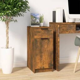 Berkfield Home Desk Cabinet Smoked Oak 33.5x50x75 cm Engineered Wood in Brown - thumbnail 1