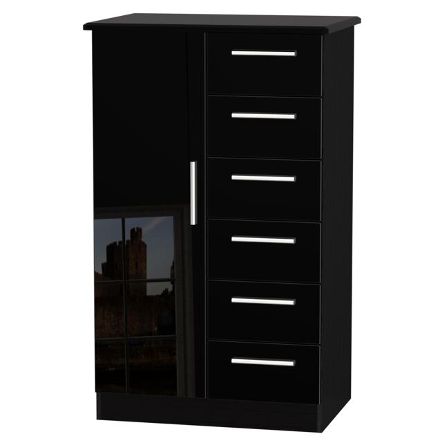Ready Assembled 2 U Windsor 1 Door 5 Drawer Childrens Wardrobe (Ready Assembled) in Black