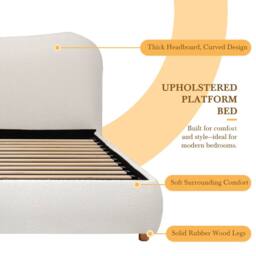 BTM Ottoman Storage Bed with Curved Headboard & Boucle Fabric in White - Size: King - thumbnail 5