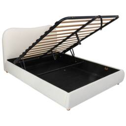 BTM Ottoman Storage Bed with Curved Headboard & Boucle Fabric in White - Size: King - thumbnail 8