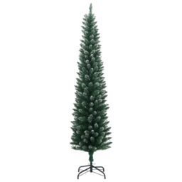 Berkfield Home Artificial Slim Christmas Tree 300 LEDs 240 cm in Green - thumbnail 3