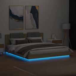 Berkfield Home Bed Frame with LED without Mattress Sonoma Oak 160x200 cm in Brown - thumbnail 4