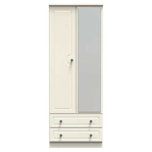 Ready Assembled 2 U Stirling Tall 2 Door 2drw Mirrored Wardrobe (Ready Assembled) in Cream - image 1