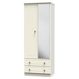 Ready Assembled 2 U Stirling Tall 2 Door 2drw Mirrored Wardrobe (Ready Assembled) in Cream - thumbnail 3