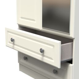 Ready Assembled 2 U Stirling Tall 2 Door 2drw Mirrored Wardrobe (Ready Assembled) in Cream - thumbnail 6