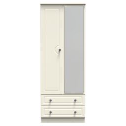 Ready Assembled 2 U Stirling Tall 2 Door 2drw Mirrored Wardrobe (Ready Assembled) in Cream - thumbnail 1