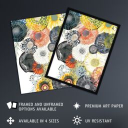 "Artery8 Abstract Floral Mandala Daisy Wildflowers Framed Art Print - Size: W12"" x H16""" - thumbnail 2