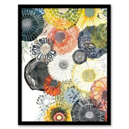 "Artery8 Abstract Floral Mandala Daisy Wildflowers Framed Art Print - Size: W12"" x H16""" - thumbnail 1
