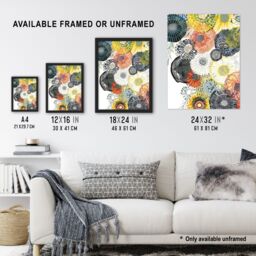 "Artery8 Abstract Floral Mandala Daisy Wildflowers Framed Art Print - Size: W12"" x H16""" - thumbnail 3