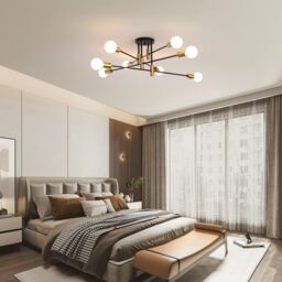 Garwarm Modern LED Crystal Ceiling Lights 8-Light Gold Chandelier Lighting - thumbnail 3