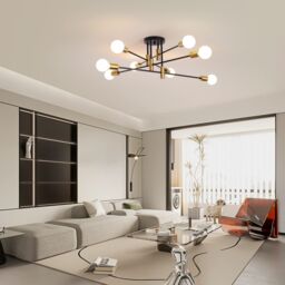 Garwarm Modern LED Crystal Ceiling Lights 8-Light Gold Chandelier Lighting - thumbnail 4