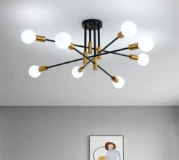 Garwarm Modern LED Crystal Ceiling Lights 8-Light Gold Chandelier Lighting