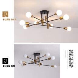 Garwarm Modern LED Crystal Ceiling Lights 8-Light Gold Chandelier Lighting - thumbnail 9