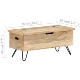 Berkfield Home Beautiful Chest 90x40x45 cm Solid Mango Wood in Light Brown - Size: 90 x 40 x 45 cm - thumbnail 8