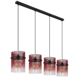 Netlighting Gorley Bar Pendant Matt Black Blackberry Glass Shade 4x E27 - thumbnail 2